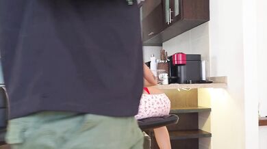 Horny stepsister shows her thong to her stepbrother so he can fuck her!