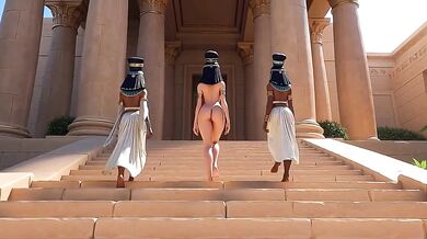 QUEEN of egypt nude in the palace pool (**ai-created)