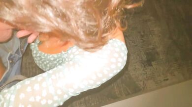 She helps boss release some stress in the meeting room after working late setting up for hotel conference