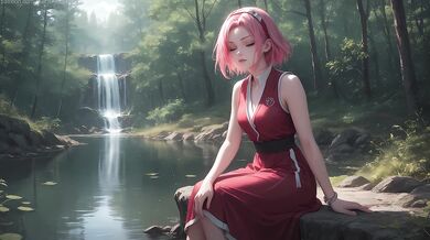 Sensual anal sex on a lake in the forest with Haruno Sakura