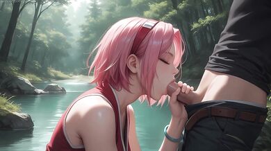 Sensual anal sex on a lake in the forest with Haruno Sakura