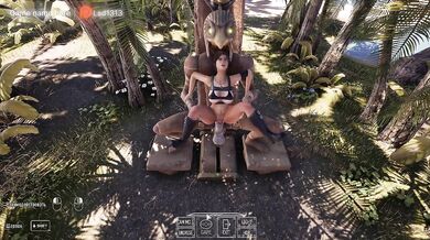 Lara Croft explores a desert island using her ass and pussy. 3D Animation Hentai Game . part 2