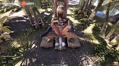 Lara Croft explores a desert island using her ass and pussy. 3D Animation Hentai Game . part 2
