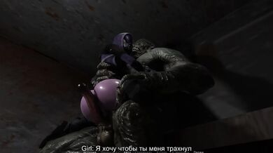 She was talking on the phone and suddenly two giant orc cocks burst into her ass and pussy