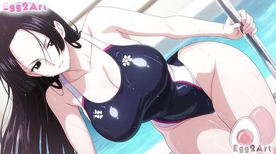 One Piece hentai - Boa Hancock big tits swimsuit blow job hentai By Egg2Art