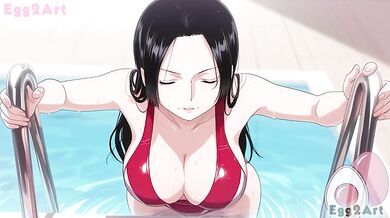 One Piece hentai - Boa Hancock big tits swimsuit blow job hentai By Egg2Art
