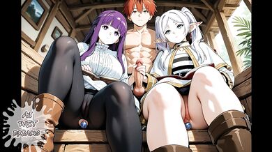 FRIEREN : HOT THREESOME WITH FERN AND STARK WILL MAKE YOU CUM!! (HENTAI COMPILATION) - ASMR/JOI CHALLENGE