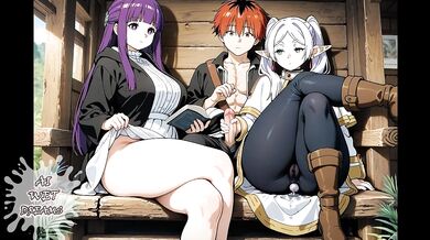FRIEREN : HOT THREESOME WITH FERN AND STARK WILL MAKE YOU CUM!! (HENTAI COMPILATION) - ASMR/JOI CHALLENGE