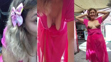 like my pink outfit? makes me horny to wear it outdoors