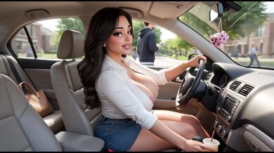 Curvy Stepmom Picks Up Her Stepson From College And They Have To Share The Same Bed Tonight (AI generated)