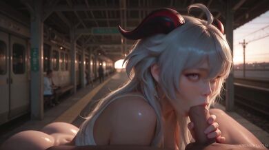 Devil Girl with Red Horns Waits at Train Station… And She’s SO Wet! - ATKINS HEAVEN [AI]