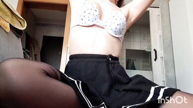 Cosplay naughty schoolgirl gives her pussy after school