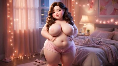 Chubby Stepsister Strips For Her Stepbrother In The Bedroom While They Are Home Alone Late At Night (AI generated)