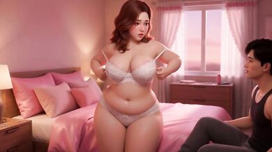 Chubby Stepsister Strips For Her Stepbrother In The Bedroom While They Are Home Alone Late At Night (AI generated)