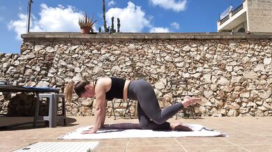 Outdoor Yoga for hip and leg flexibility