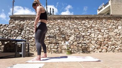 Outdoor Yoga for hip and leg flexibility