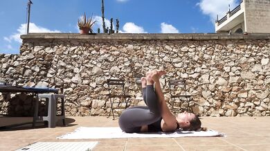 Outdoor Yoga for hip and leg flexibility
