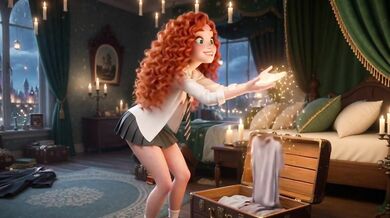 POV One Full Week With Slim Curly Ginger Girl At Magical University In Vibrant 3D Cartoon Style (AI generated)