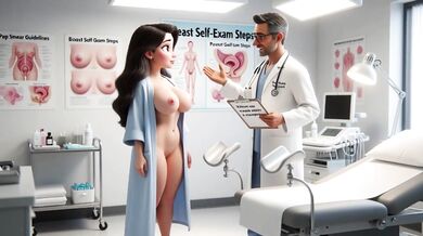 Curvy Brunette Woman Undergoes Professional Gynecological Examination While Completely Nude (AI generated)