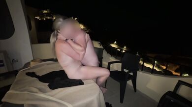 Blonde British MILF Gets Fucked Hard On The Hotel Balcony Table