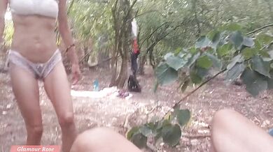 Rose sucks it in the Forest with a Mask