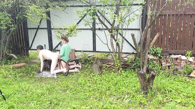 Russian girl Anastasia Mistress outdoor fuck slave Sasha Earth anal strapon
