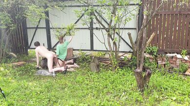 Russian girl Anastasia Mistress outdoor fuck slave Sasha Earth anal strapon