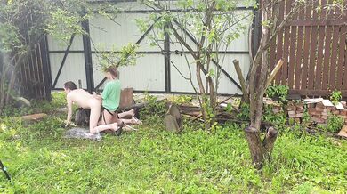 Russian girl Anastasia Mistress outdoor fuck slave Sasha Earth anal strapon