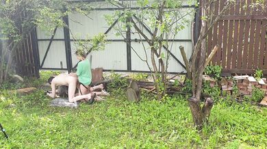 Russian girl Anastasia Mistress outdoor fuck slave Sasha Earth anal strapon