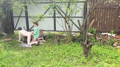 Russian girl Anastasia Mistress outdoor fuck slave Sasha Earth anal strapon