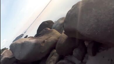 German Girl masturbating in a public beach ( Almost caught)