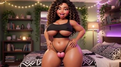 Curvy Woman With Curly Dark Hair And Oiled Skin Shows Ass And Pussy From Behind On Bed (AI generated)