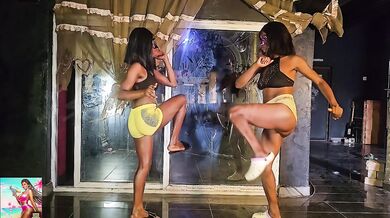 Gym Mat Twerk Off – Thick Ebony Babes Competing with Massive Booties