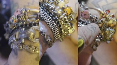 Showing off Piggy's Bracelets