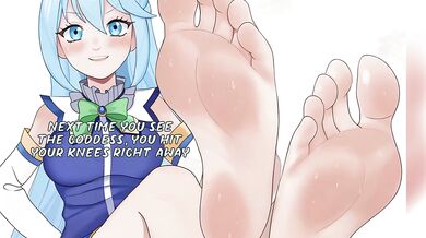 You want to worship the water goddess Aqua (foot fetish)