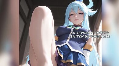 You want to worship the water goddess Aqua (foot fetish)