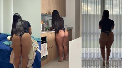 Culo Enorme drives fire in ragged tanga tight