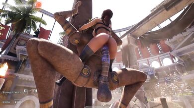 The statue's secret ritual goes public, and Lara Croft surrenders herself to the ancient statue in front of 1,000 spectators. part 2