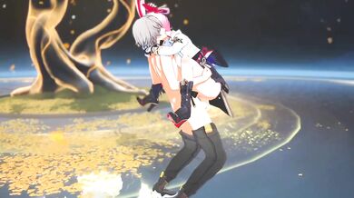 Evanescia and Trailblazer intense fuck at the classroom - Honkai Star Rail