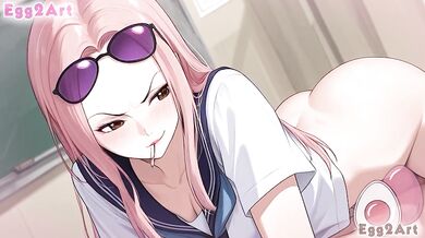 One Piece hentai - Hina big tits School Uniform blow job for her hot teacher blow job hentai By Egg2Art
