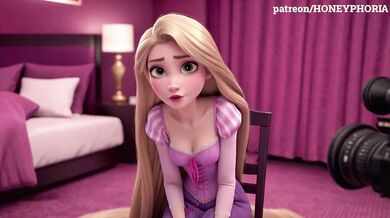 Shy Rapunzel in Sex Casting! Innocent Princess Does First Blowjob, Deepthroat & Handjob Tangled 3D cartoon animation