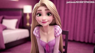 Shy Rapunzel in Sex Casting! Innocent Princess Does First Blowjob, Deepthroat & Handjob Tangled 3D cartoon animation