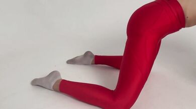 tight red leggings yoga legs