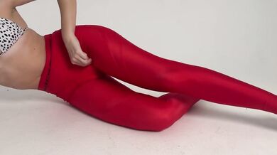 tight red leggings yoga legs