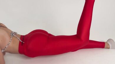tight red leggings yoga legs
