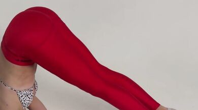 tight red leggings yoga legs