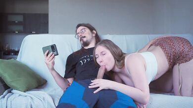 A Step Sister replaces her Step Bro's GF when she gets a call, but the girlfriend finds out and joins them
