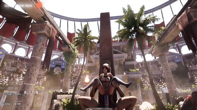 Lara Croft's ass was destroyed by a giant penis of an awakened statue 3D animation hentai game