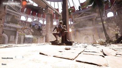 3D animation from the game where Lara Croft tests the huge penis of a mechanized statue with her pussy. part 2