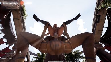 3D animation from the game where Lara Croft tests the huge penis of a mechanized statue with her pussy. part 2